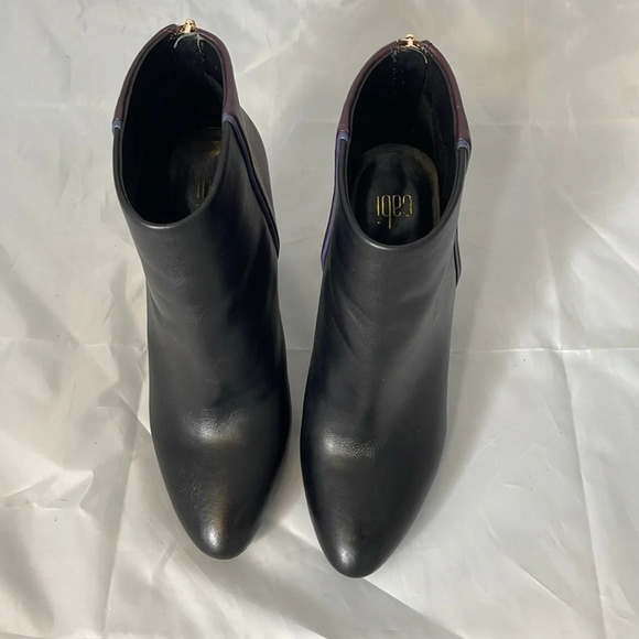 CABI Bissett Leather Colorblock Boots Black Mulberry Periwinkle Heels Zip Size 7 - Picture 7 of 16
